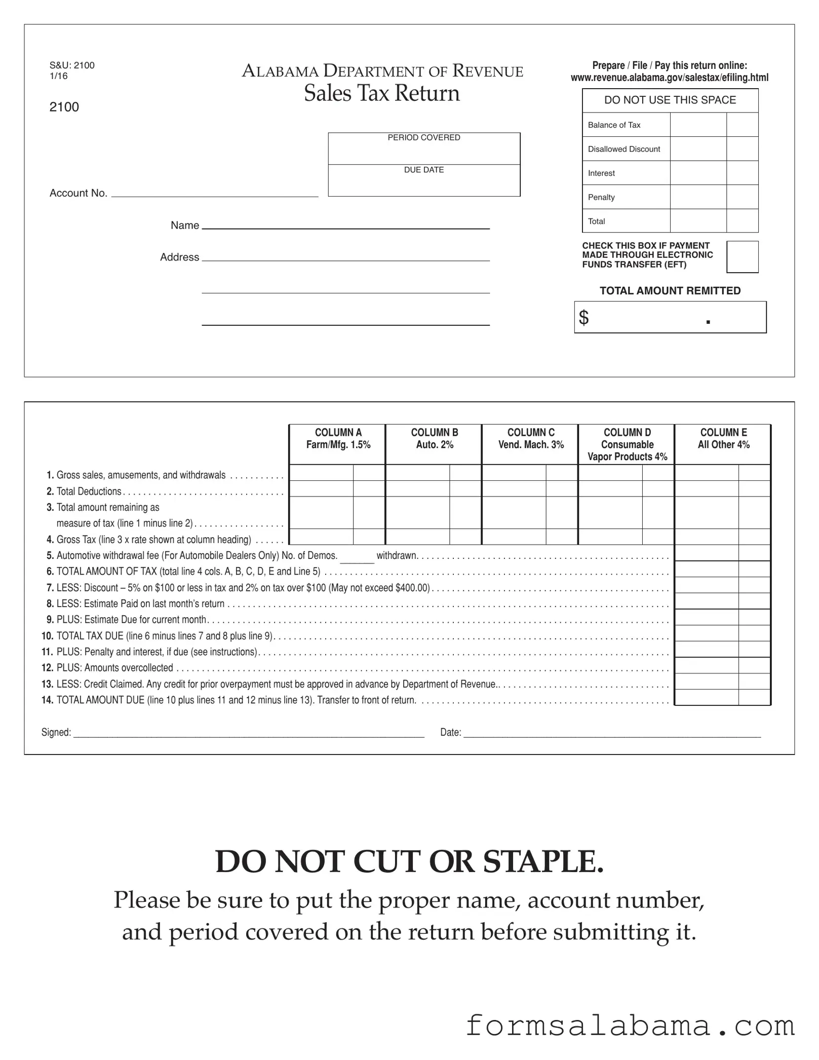 Fill Out a Valid Alabama 2100 Template