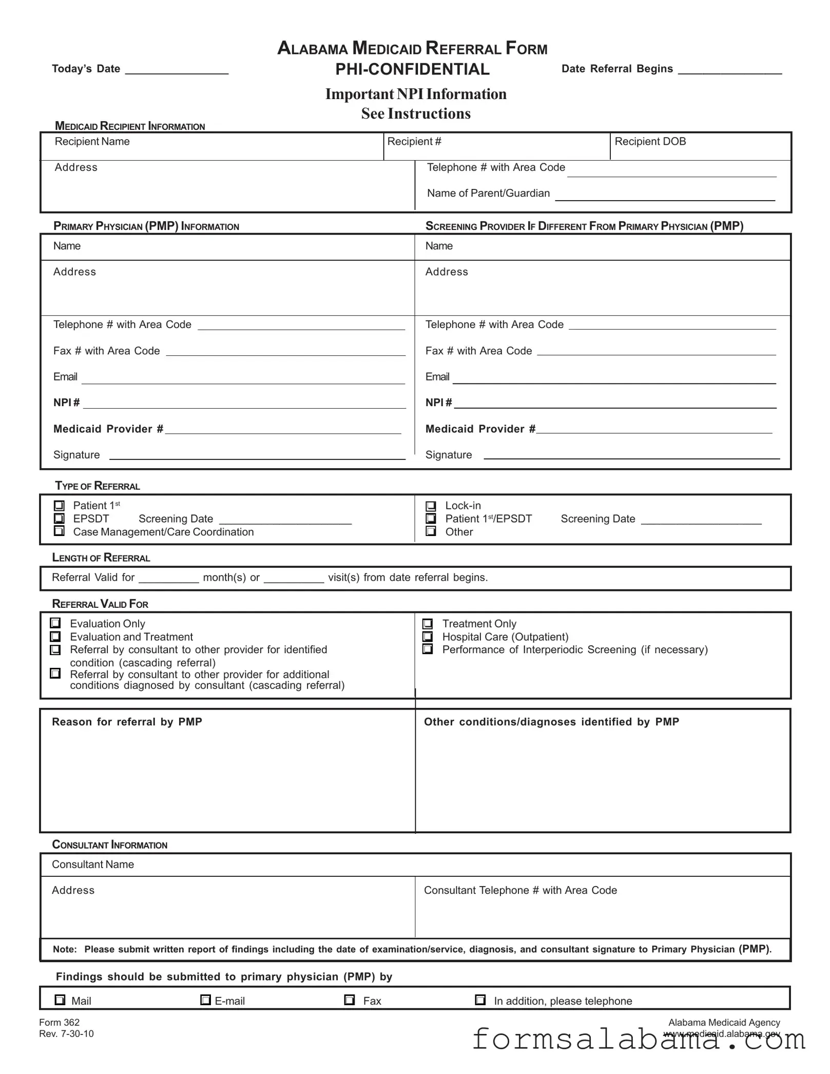 Fill Out a Valid Alabama 362 Template