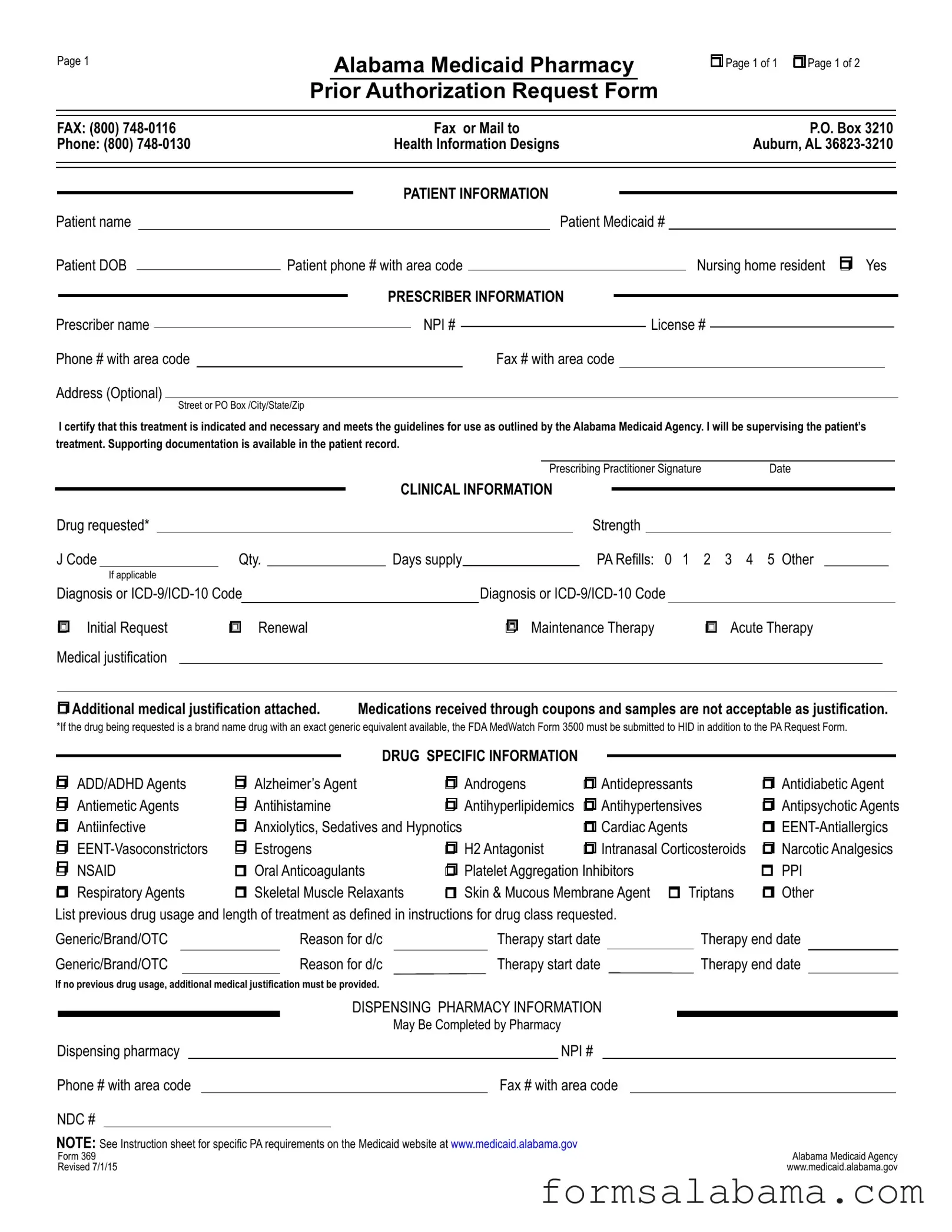 Fill Out a Valid Alabama 369 Template