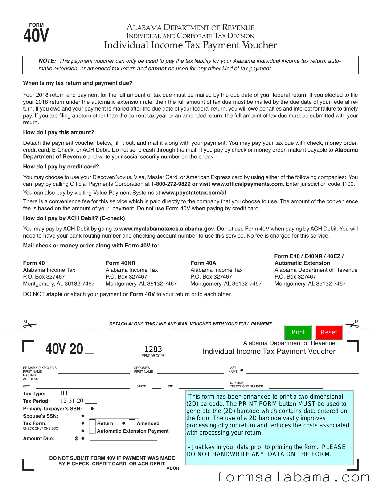 Fill Out a Valid Alabama 40V Template