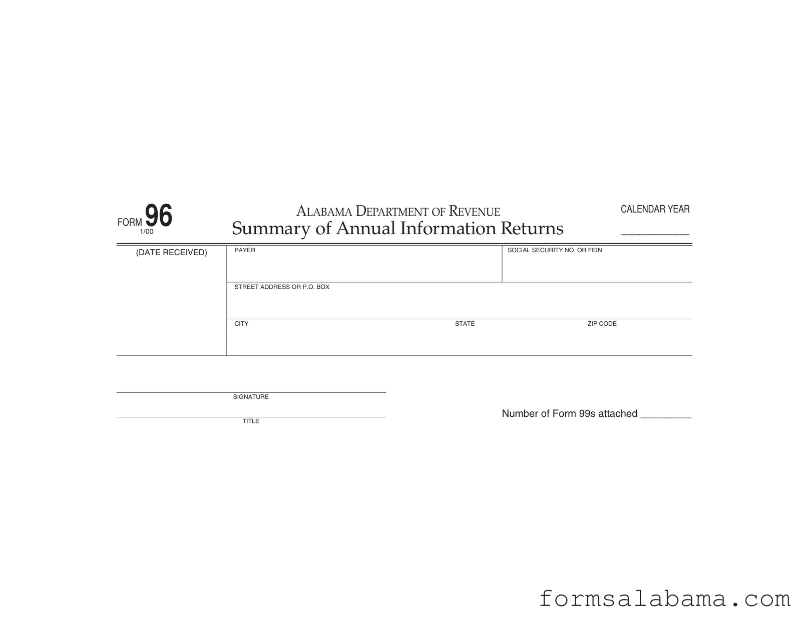 Fill Out a Valid Alabama 96 Template