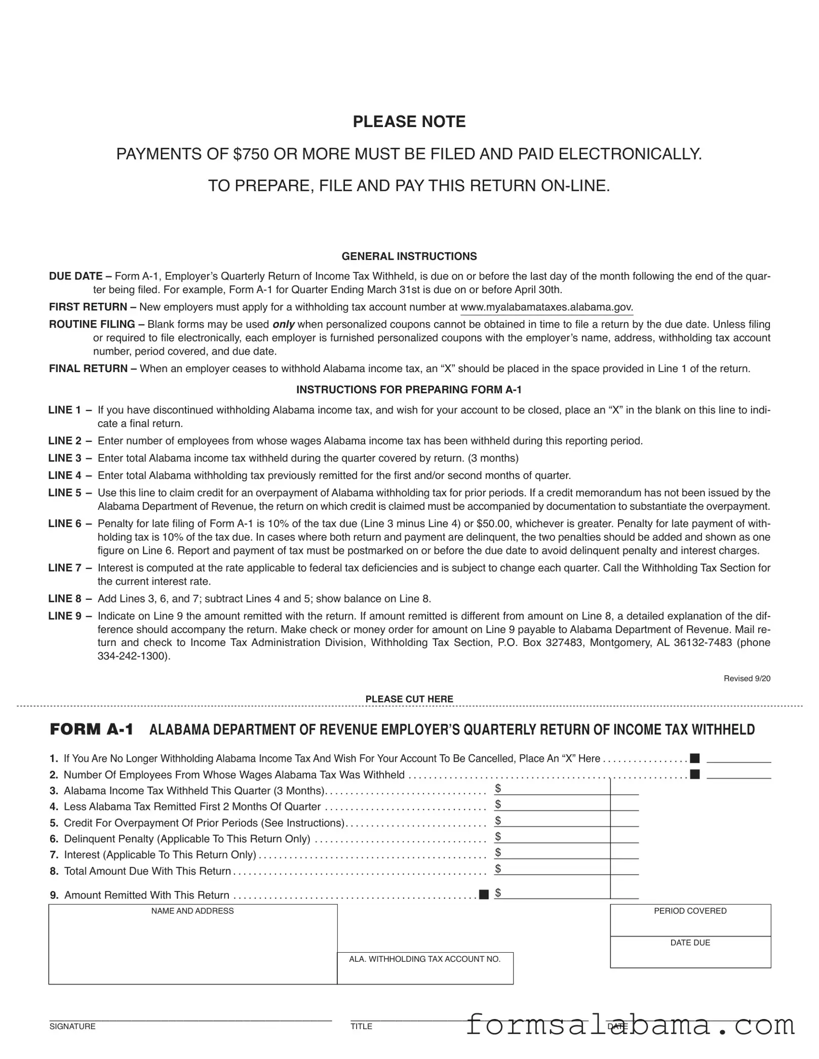 Fill Out a Valid Alabama A 1 Template