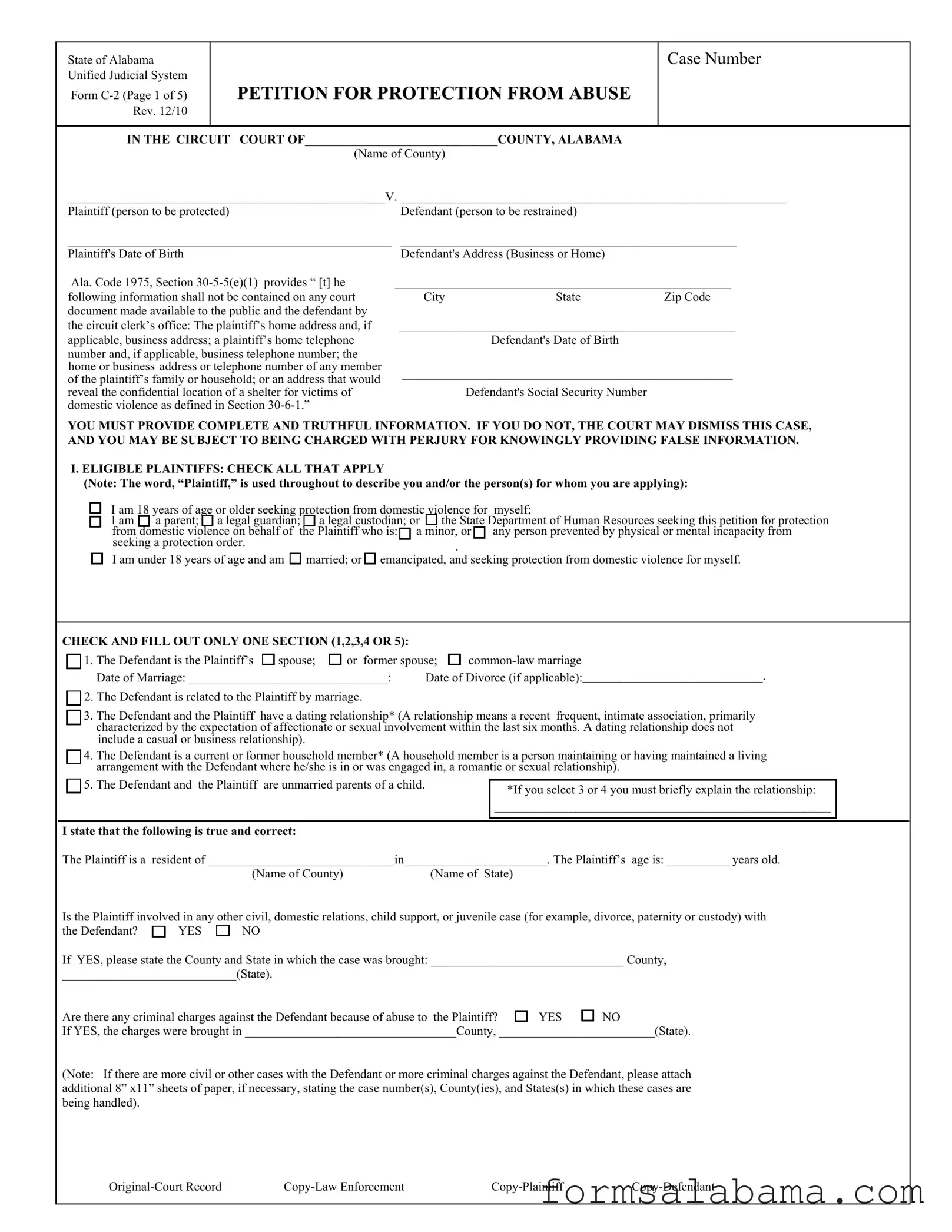 Fill Out a Valid Alabama C 2 Template