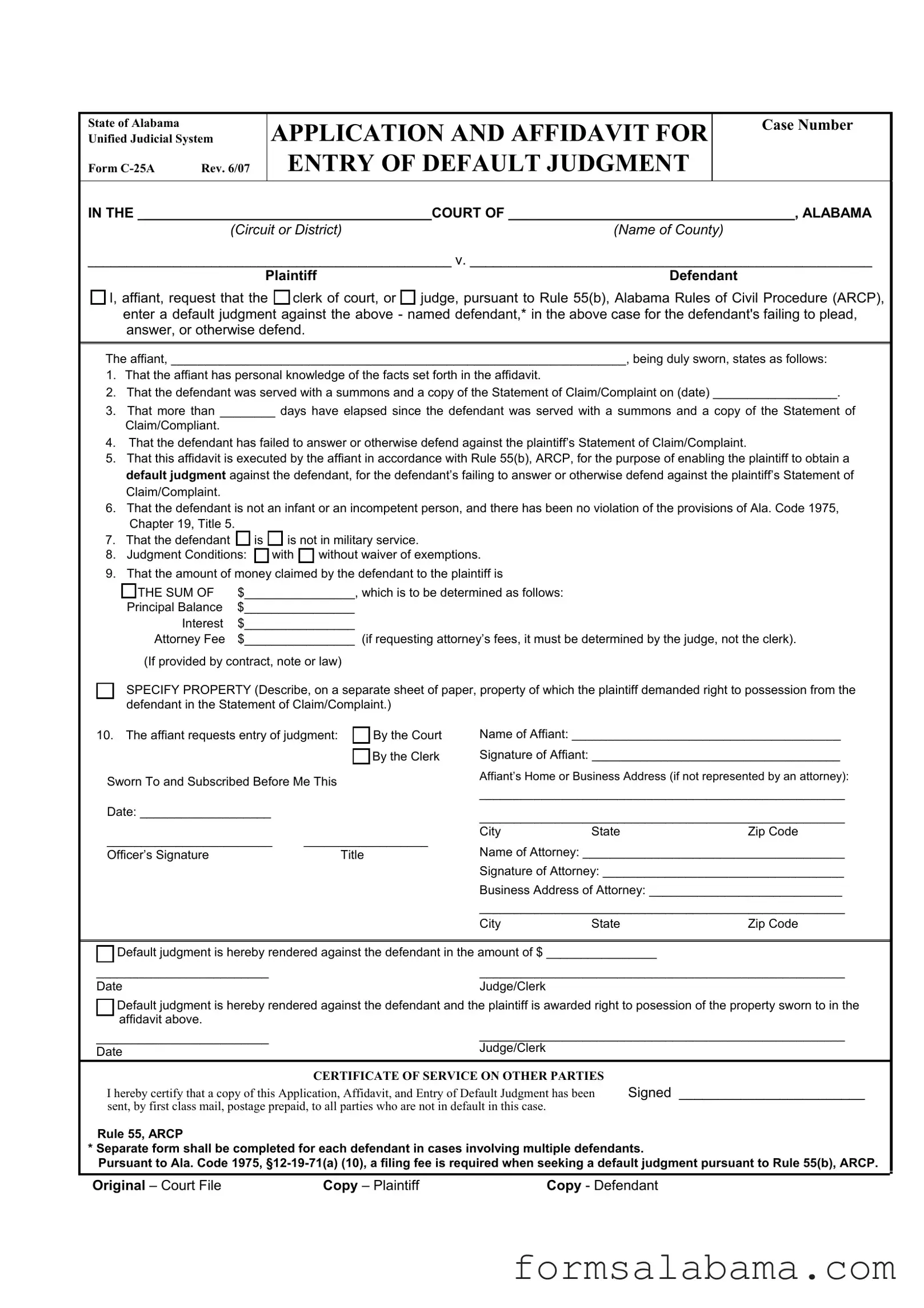 Fill Out a Valid Alabama C 25A Template