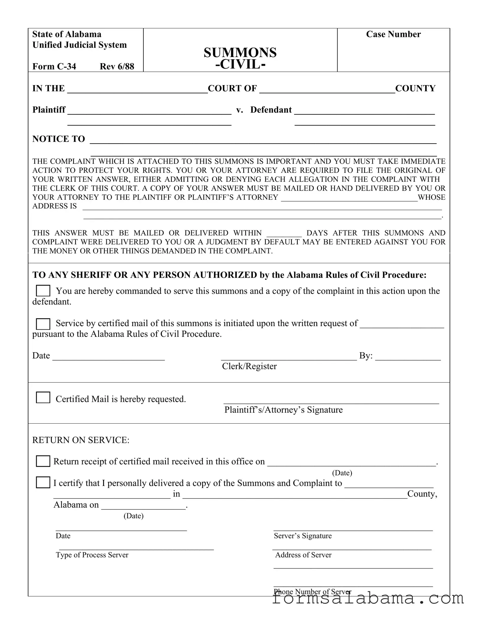Fill Out a Valid Alabama C 34 Template