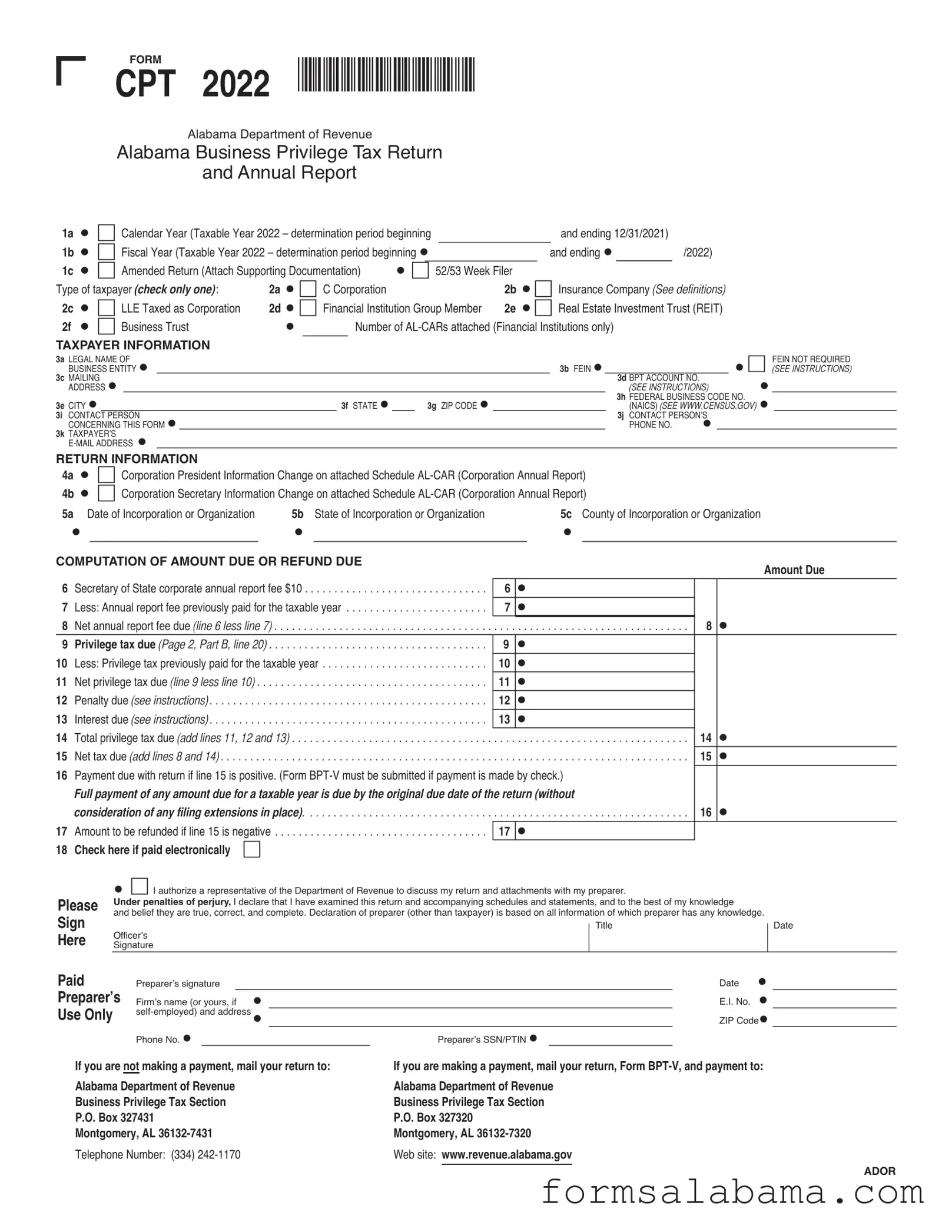 Fill Out a Valid Alabama Cpt Template