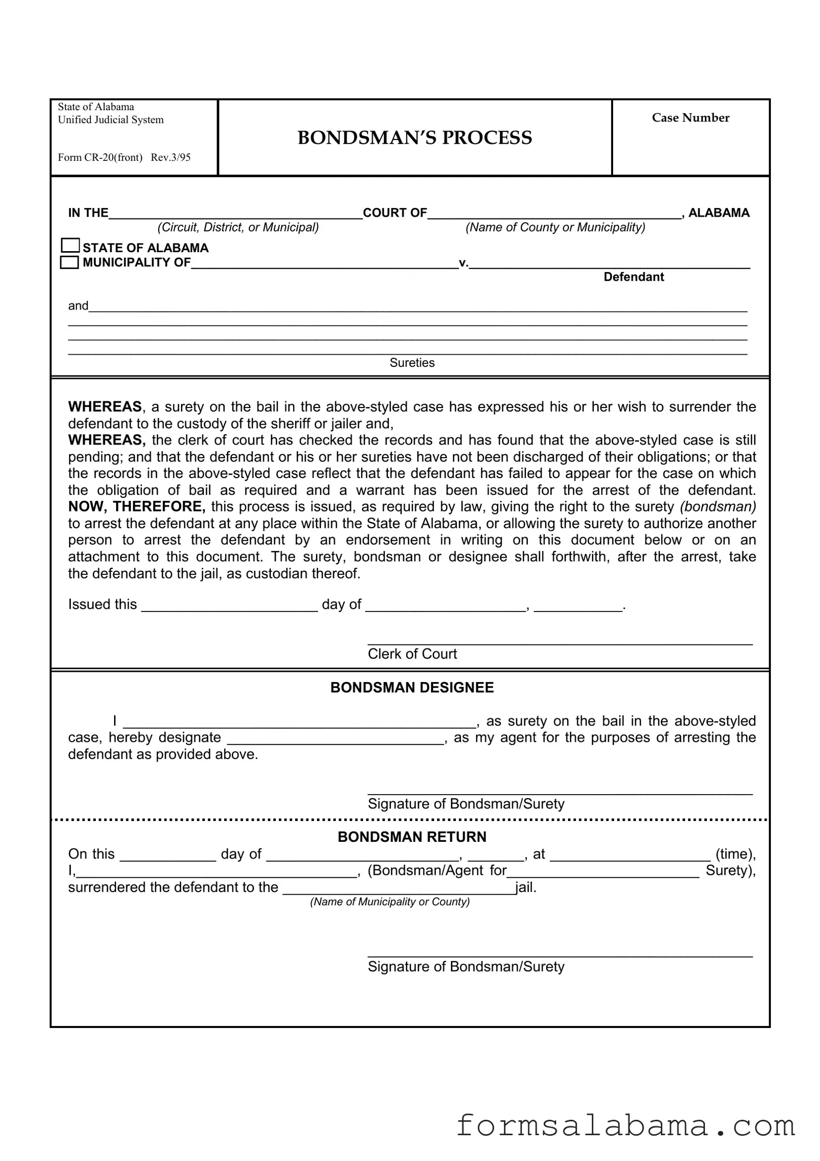 Fill Out a Valid Alabama Cr 20 Template