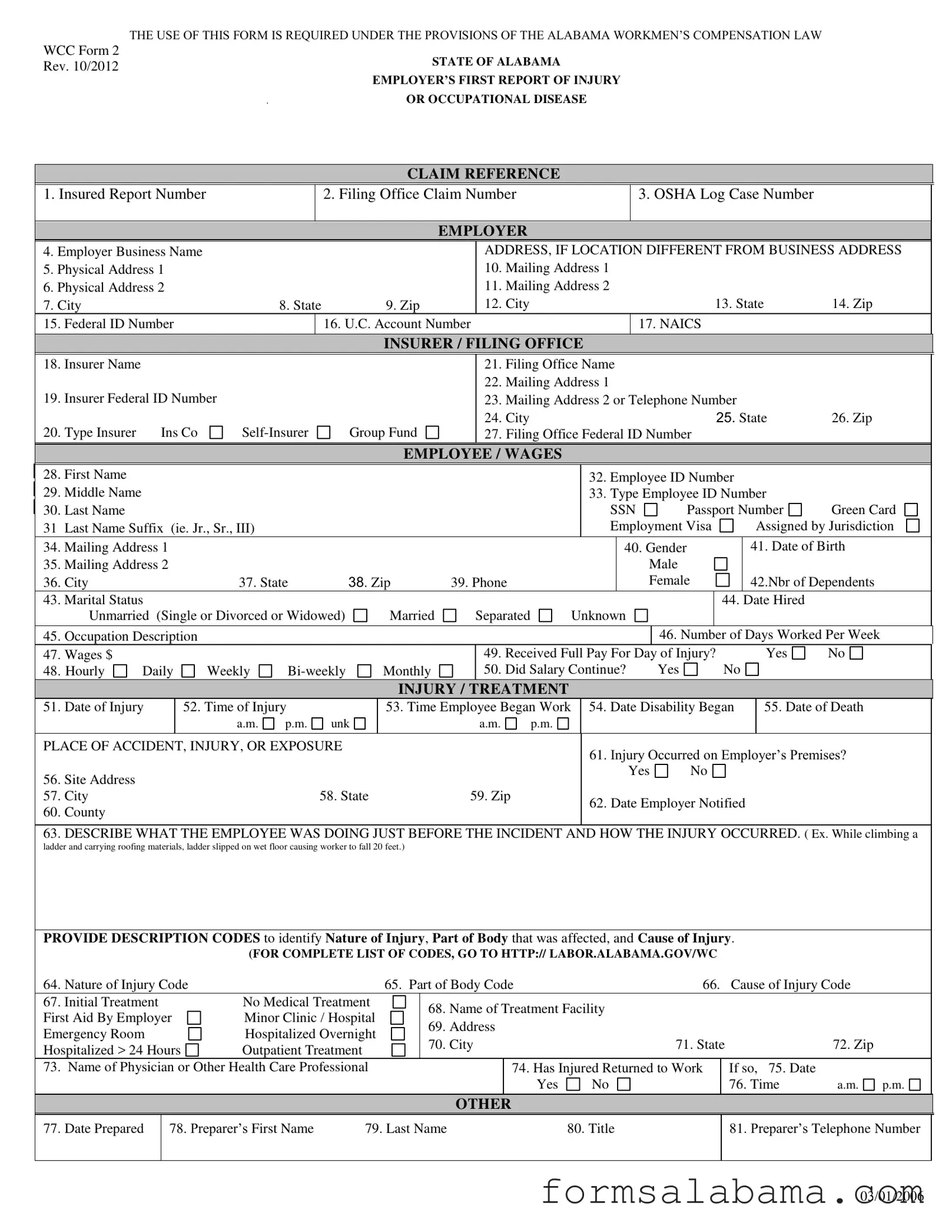 Fill Out a Valid Alabama First Report Template
