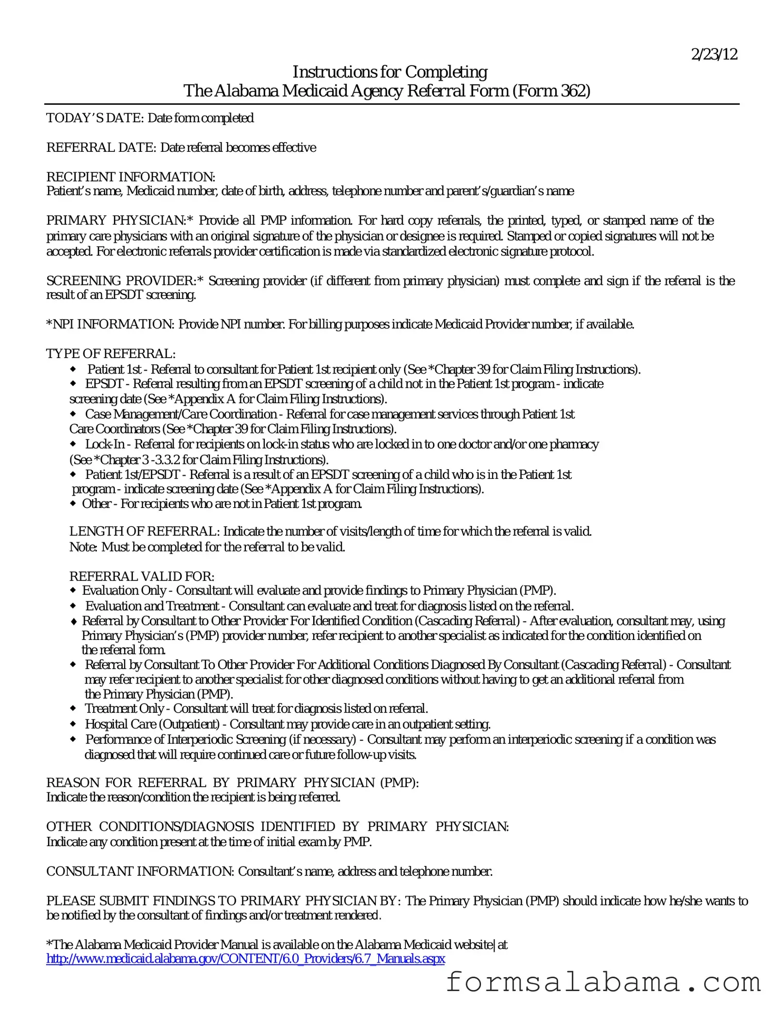 Fill Out a Valid Alabama Medicaid Referral Template