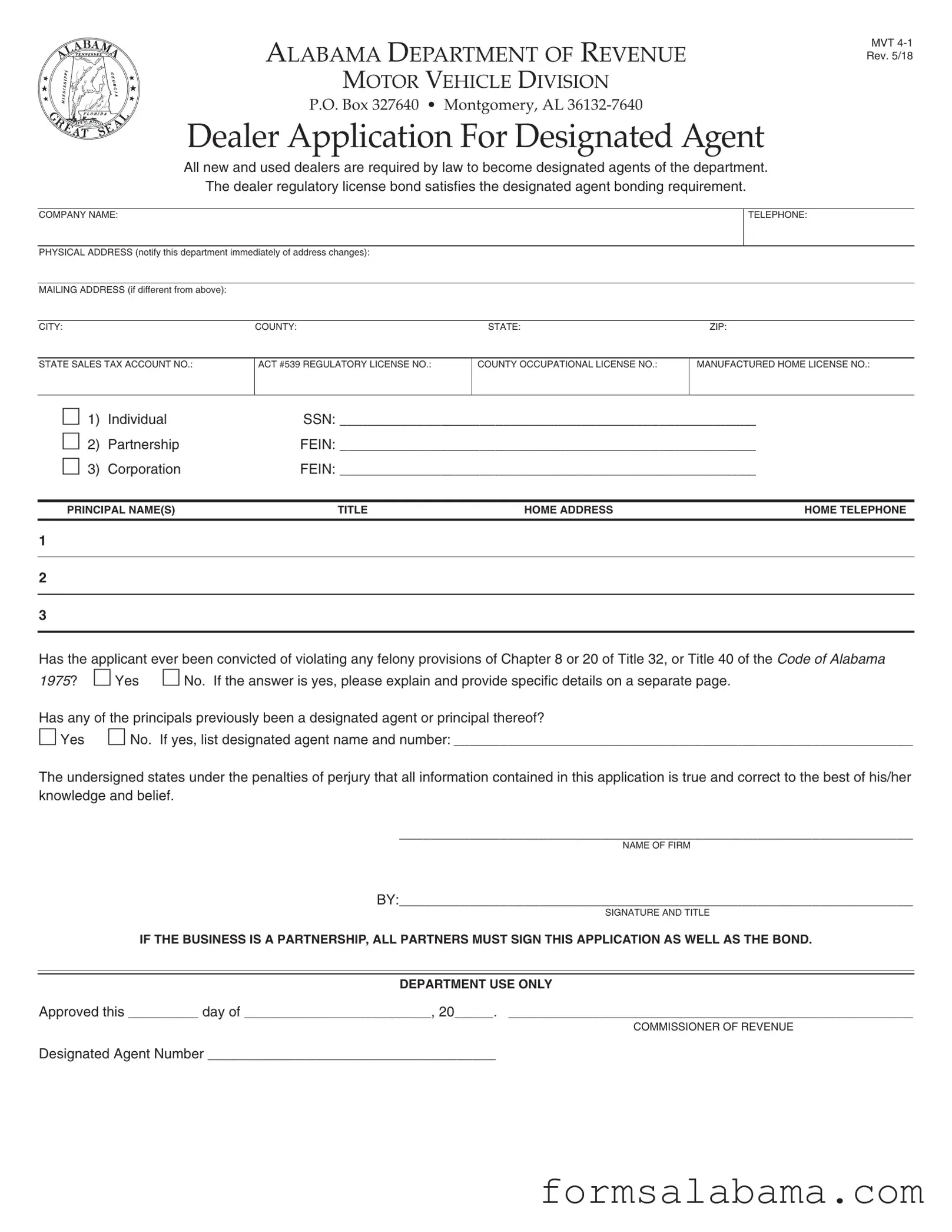 Fill Out a Valid Alabama Mvt 4 1 Template