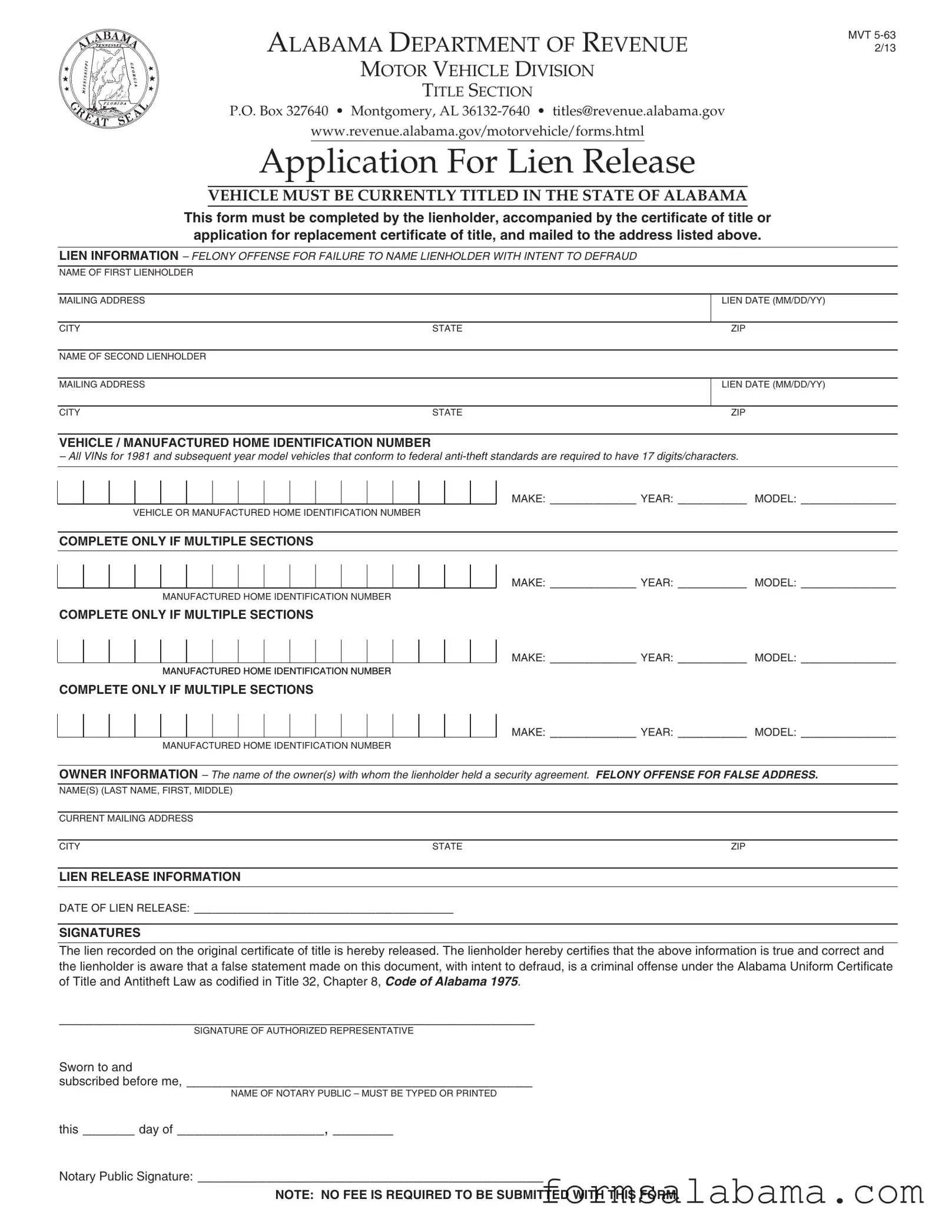 Fill Out a Valid Alabama Mvt 5 63 Template