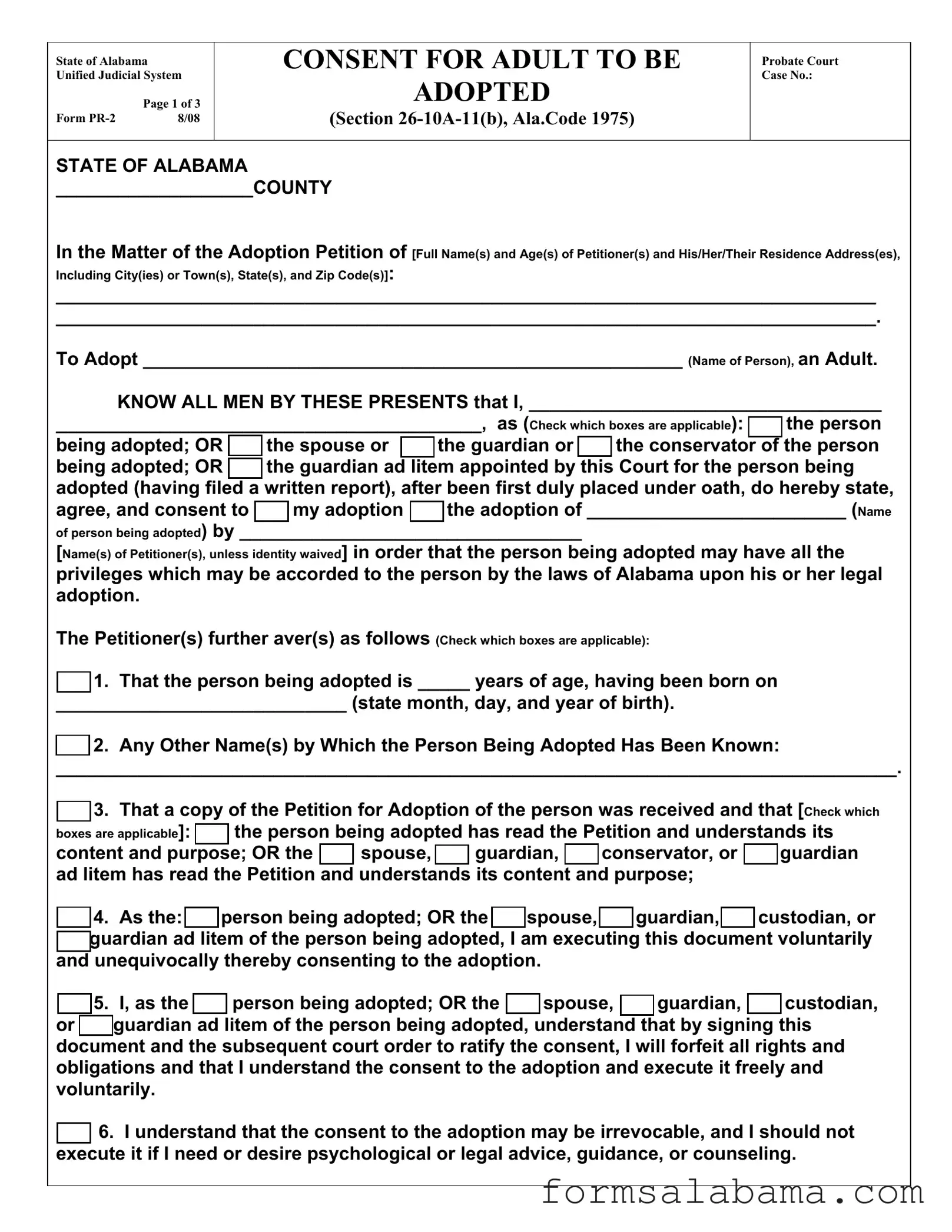 Fill Out a Valid Alabama Pr 2 Template