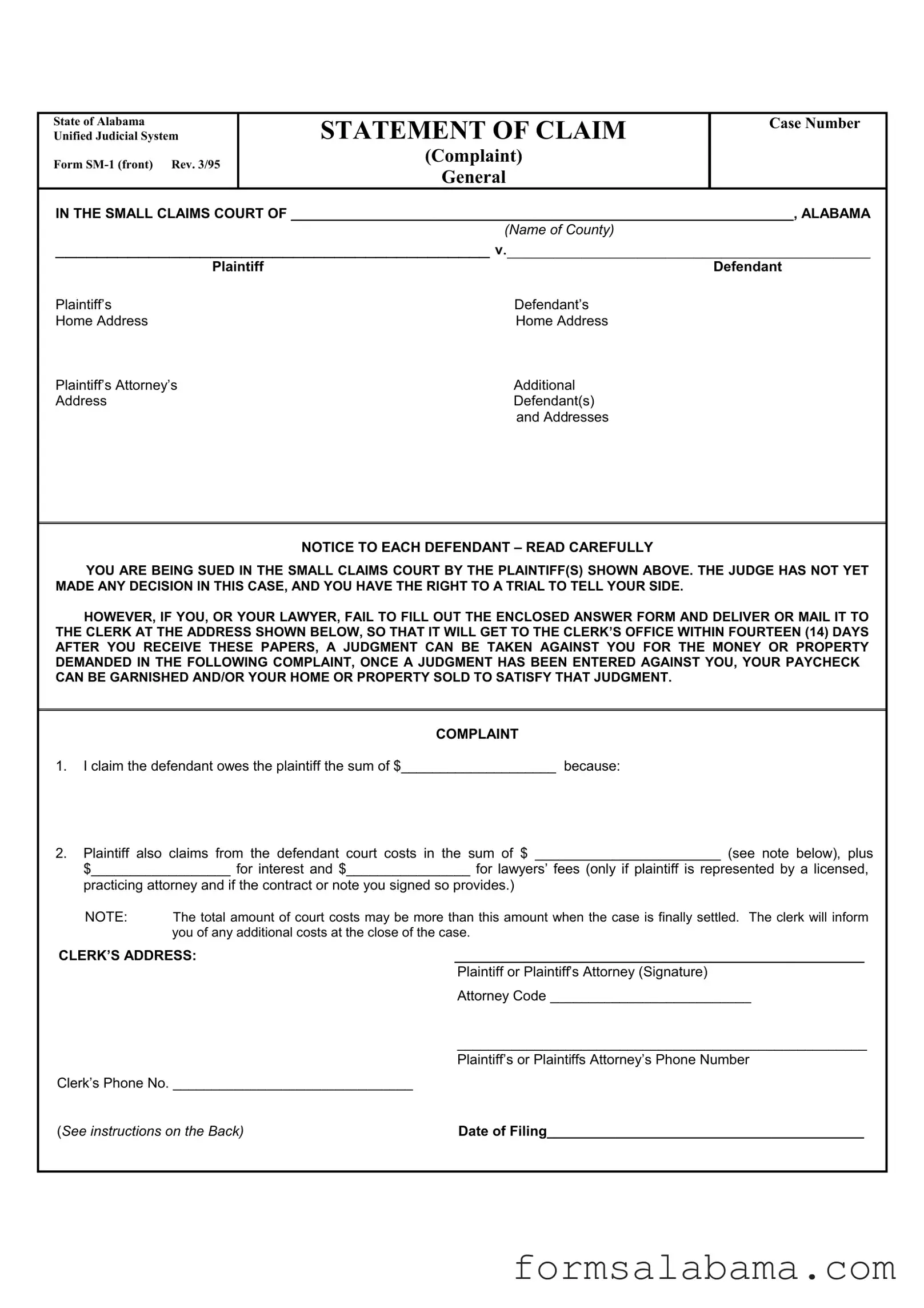 Fill Out a Valid Alabama Sm 1 Template