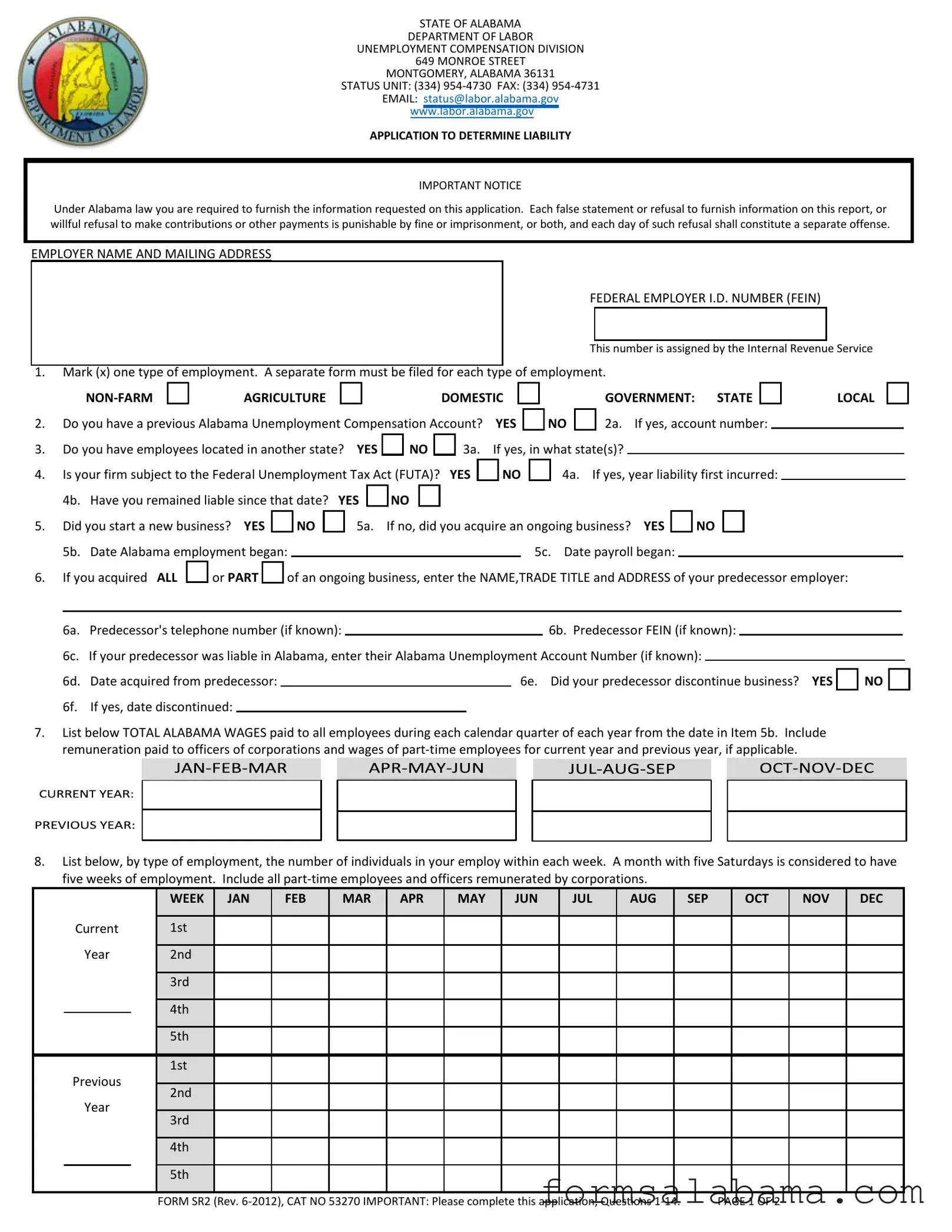 Fill Out a Valid Alabama Sr 2 Template