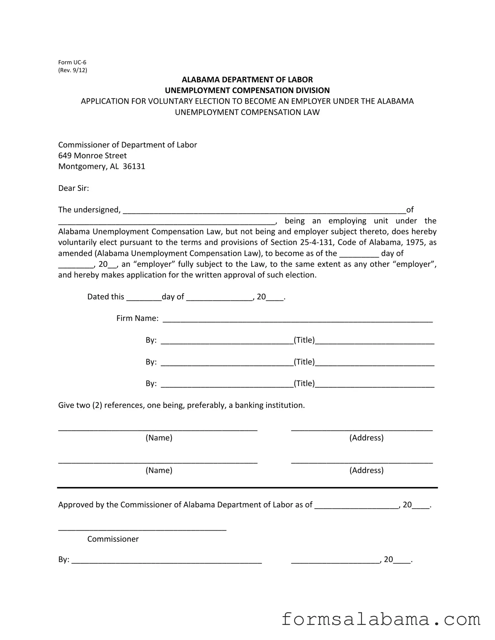 Fill Out a Valid Alabama Uc 6 Template