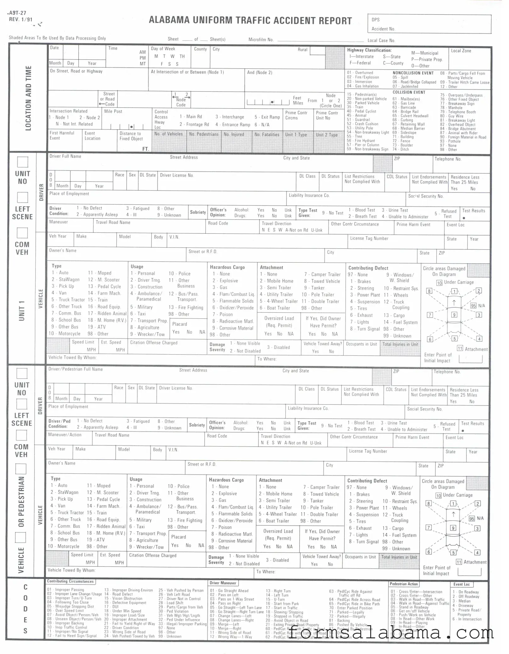 Fill Out a Valid Alabama Uniform Traffic Report Template