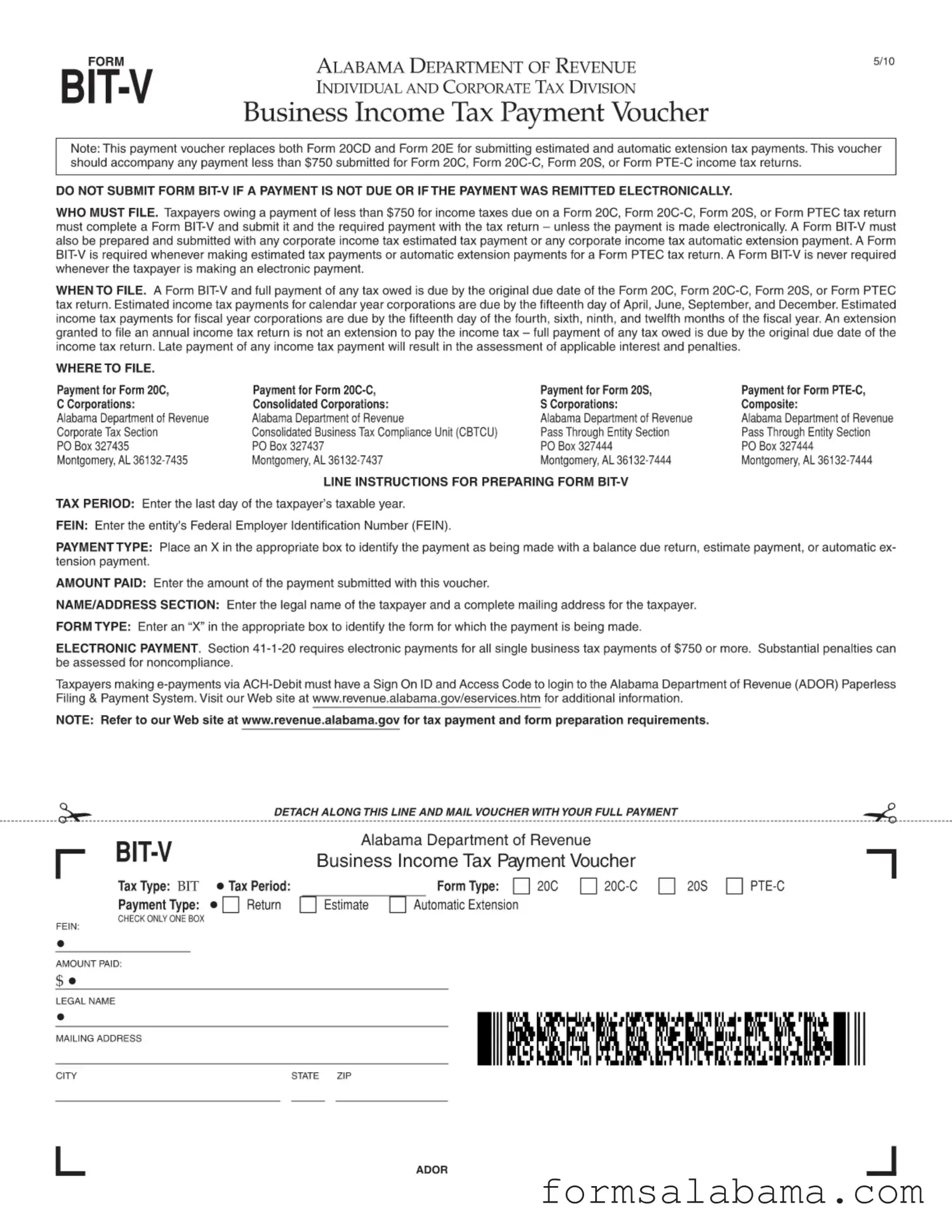 Fill Out a Valid Bit V Alabama Template