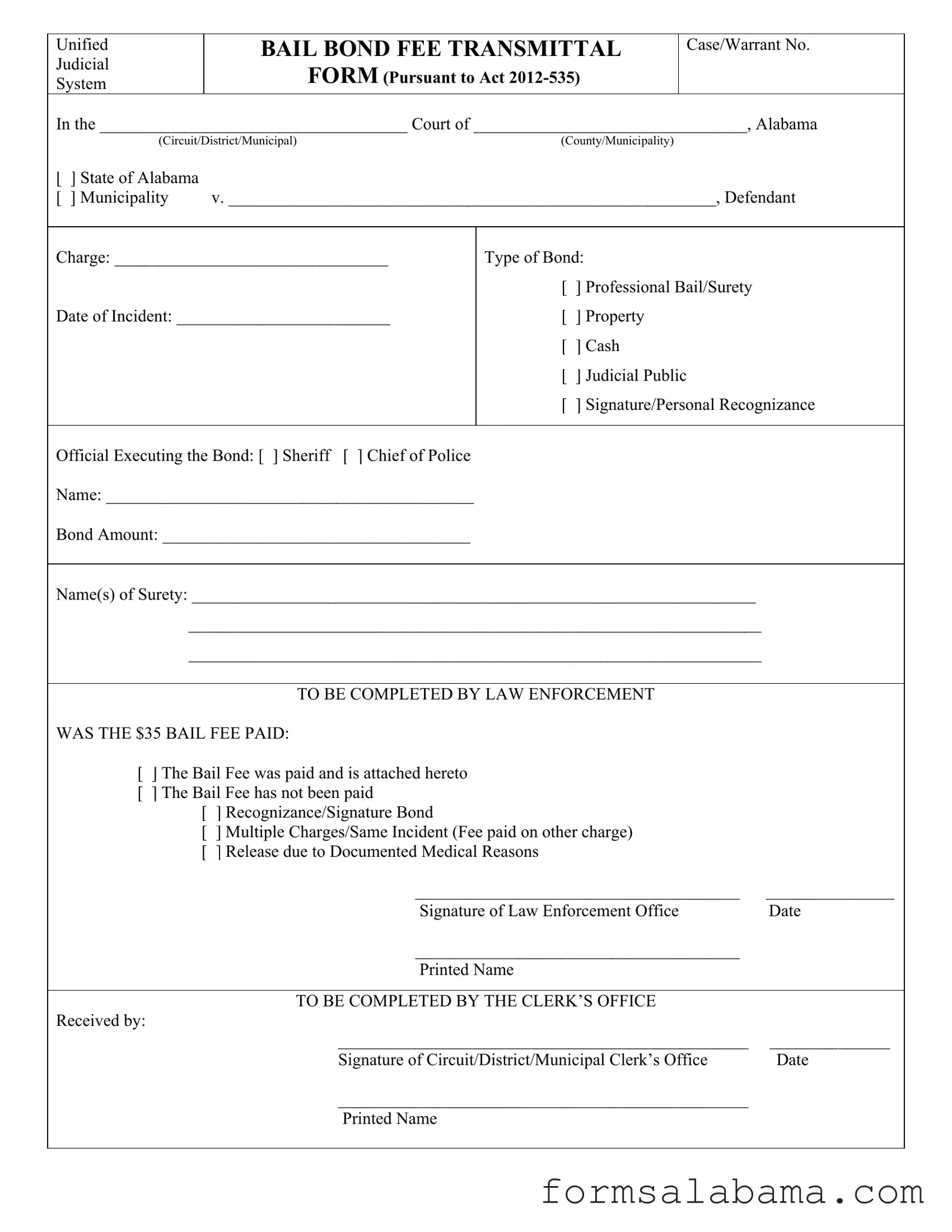 Fill Out a Valid Bond Release Alabama Template