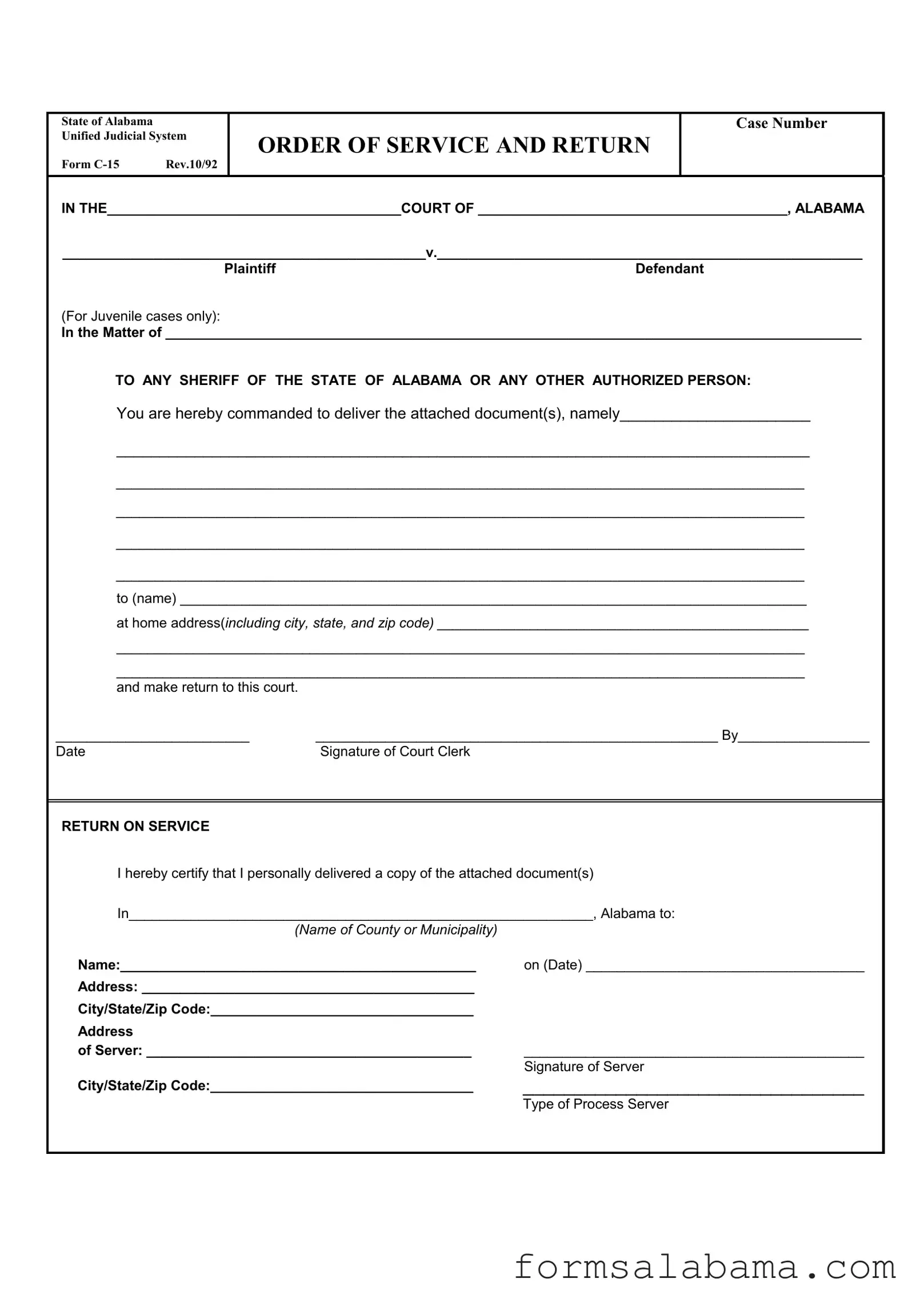 Fill Out a Valid C 15 Alabama Template