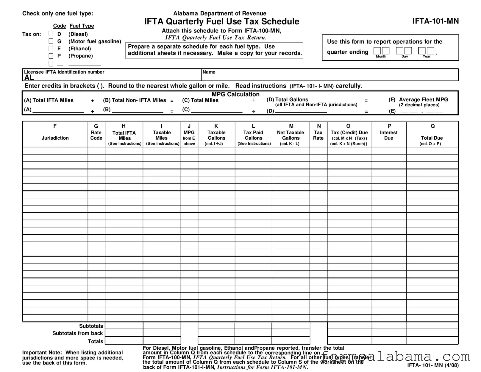 Fill Out a Valid Irp Alabama Template