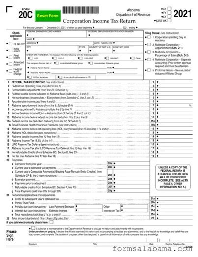 Fill Out a Valid Alabama 20C Template