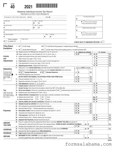 Fill Out a Valid Alabama 40 Template