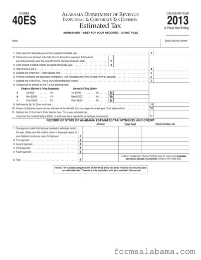 Fill Out a Valid Alabama 40Es Template