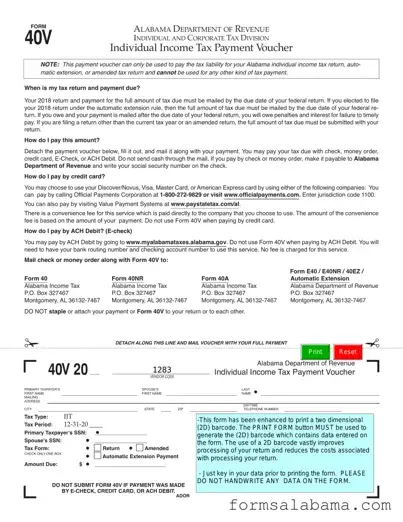 Fill Out a Valid Alabama 40V Template