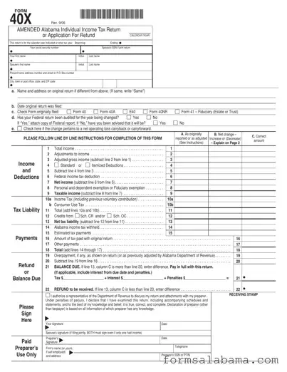 Fill Out a Valid Alabama 40X Template