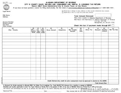 Fill Out a Valid Alabama 9501 Template
