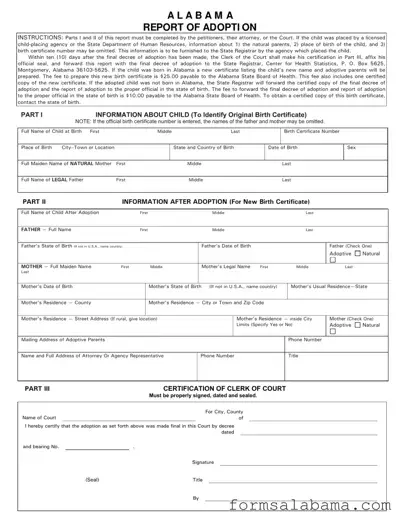 Fill Out a Valid Alabama Adoption Report Template