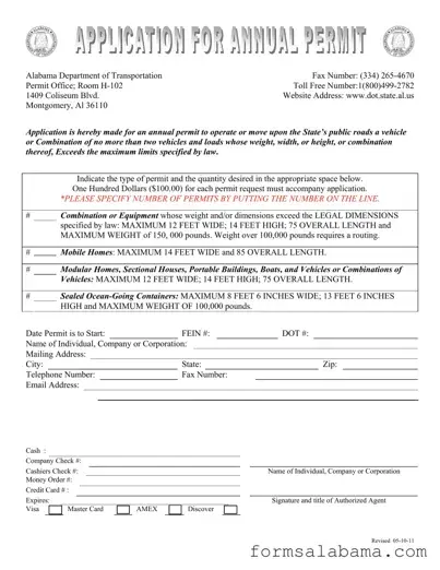 Fill Out a Valid Alabama Annual Permit Template