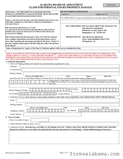 Fill Out a Valid Alabama Boa A Template