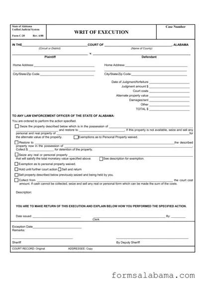 Fill Out a Valid Alabama C 20 Template