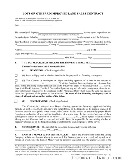 Fill Out a Valid Alabama Land Sales Contract Template