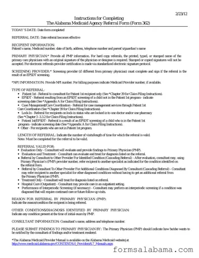 Fill Out a Valid Alabama Medicaid Referral Template