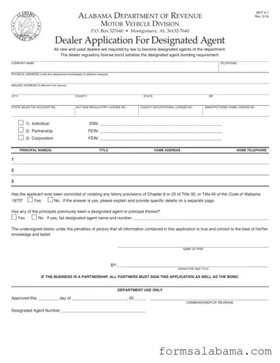 Fill Out a Valid Alabama Mvt 4 1 Template