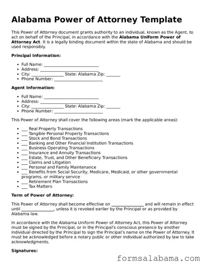 Attorney-Approved  Power of Attorney Form for Alabama