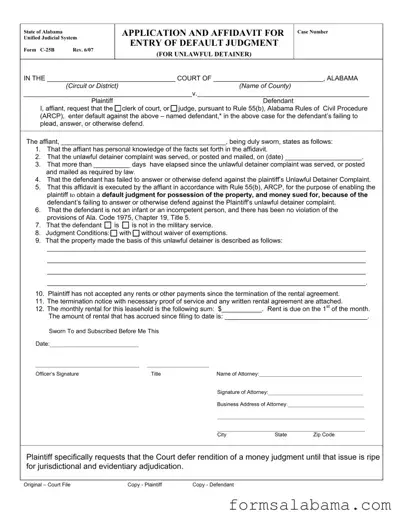 Fill Out a Valid C 25B Alabama Template