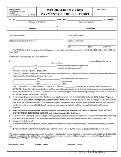 Fill Out a Valid Cs 22 Alabama Template