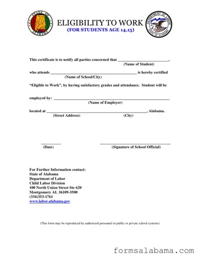 Fill Out a Valid Eligibility Work Alabama Template